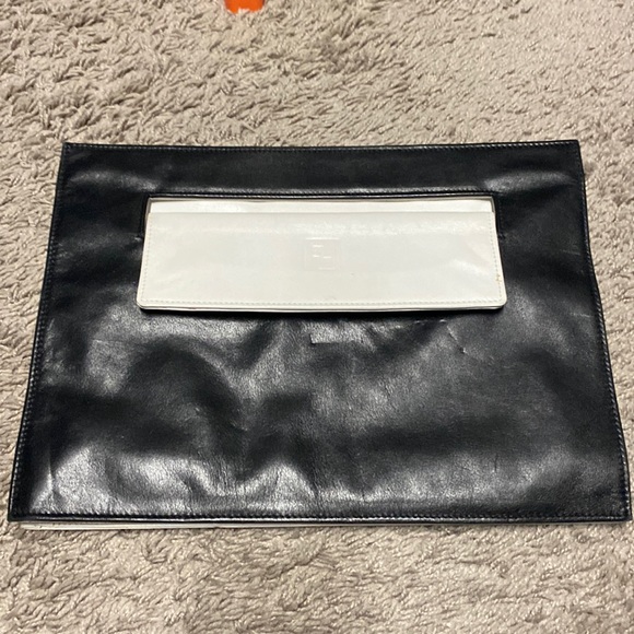 Fendi Handbags - Fendi vintage envelope clutch black white